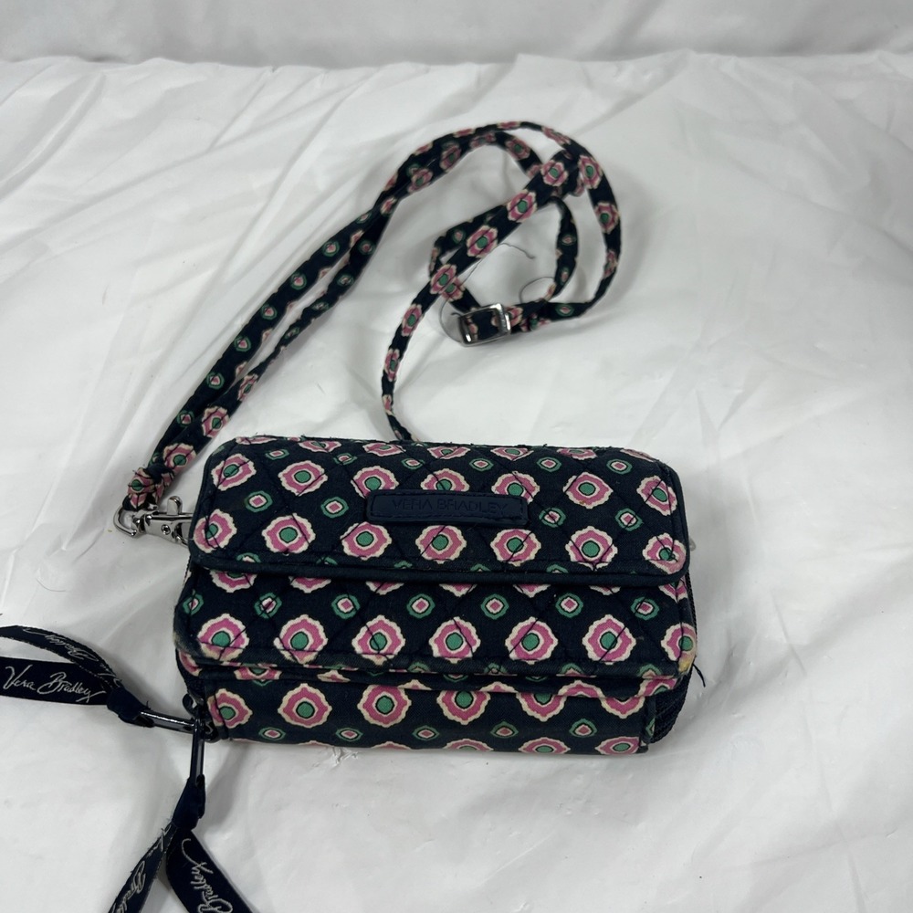 Vera Bradley Quilted‎ All In One Crossbody  Wallet Purse pedal dot navy